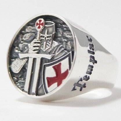 Knights Templar Commandery Ring - Red Armor Shield Crusader Cross