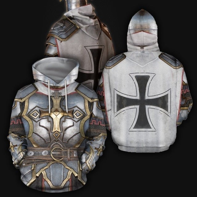 Knights Templar Commandery Hoodie - Knight Armor Templar 3D Printed - Bricks Masons