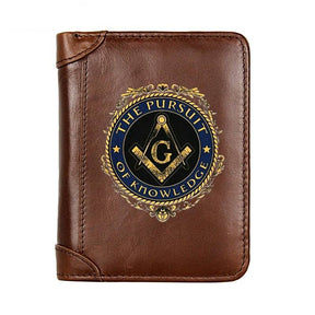 Master Mason Blue Lodge Wallet - Genuine Leather The Pursuit Of Knowledge