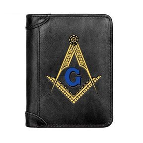 Master Mason Blue Lodge Wallet - Genuine Leather With Credit Card Holder (Black/Brown/Coffee)