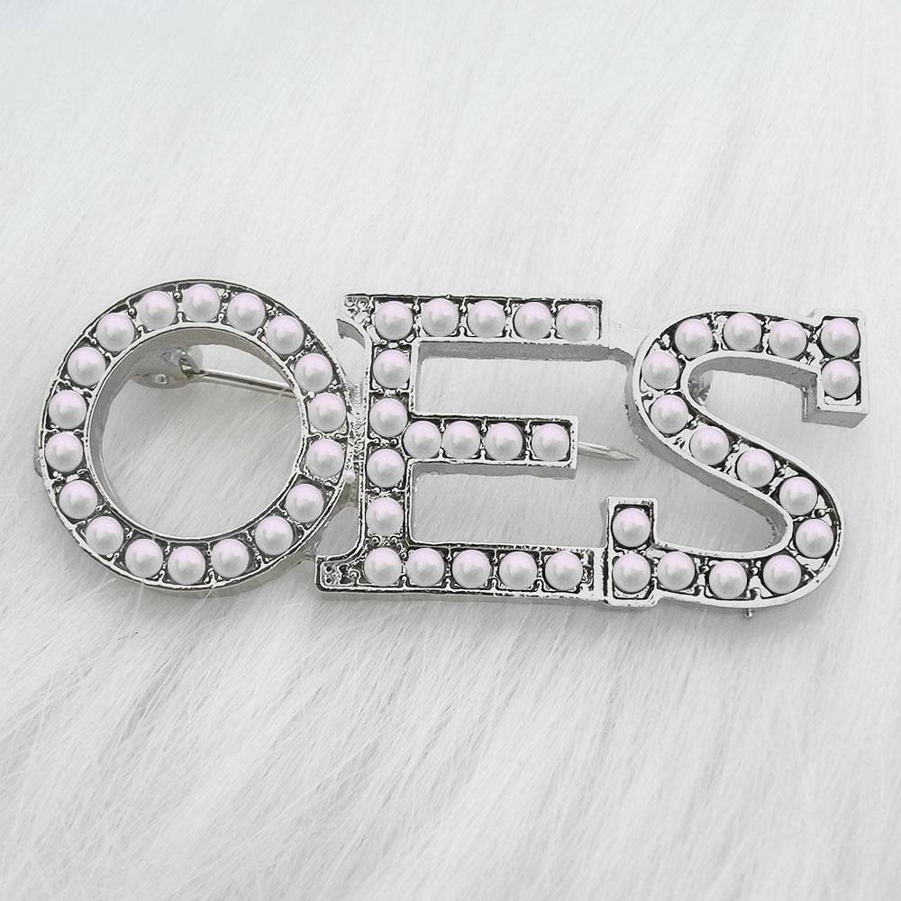 OES Brooch - Pearl Rhinestone