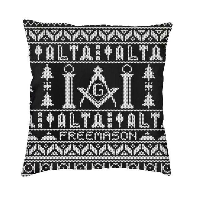 Master Mason Blue Lodge Pillowcase - Black & Gray With Pillars