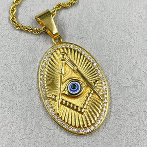 Master Mason Blue Lodge Necklace - Gold