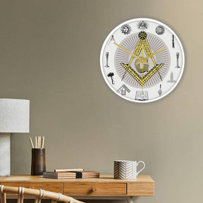 Master Mason Blue Lodge Clock - Golden Square and Compass G Digital LED