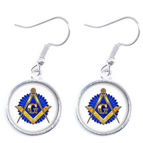 Master Mason Blue Lodge Earring - Square and Compass G