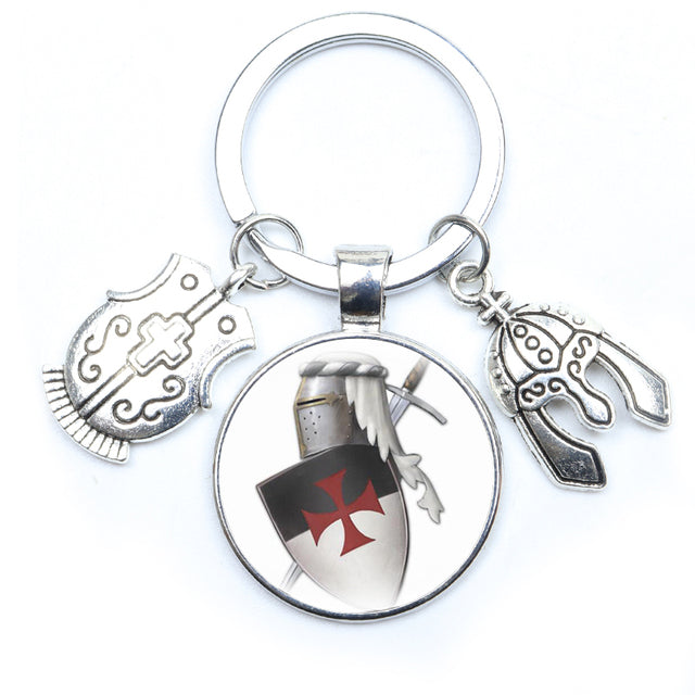 Knights Templar Commandery Keychain - Cross Round Crusader Sign (Various Designs) - Bricks Masons