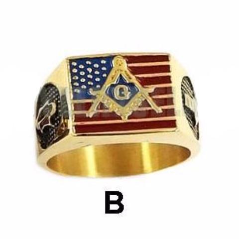 Master Mason Blue Lodge Ring - American Flag