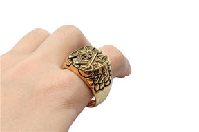 Master Mason Blue Lodge Ring - Punk Carved Plated Gold