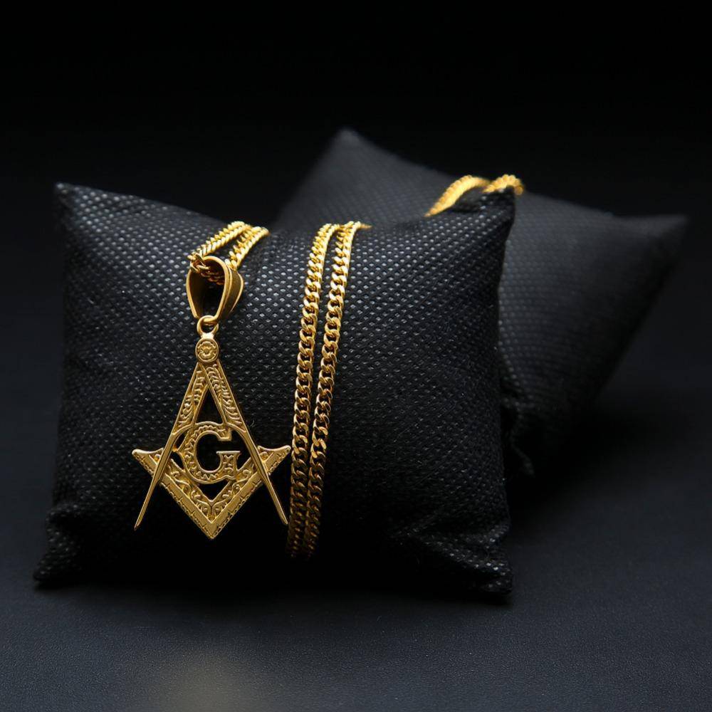 Master Mason Blue Lodge Necklace - Compass & Square G [Gold]