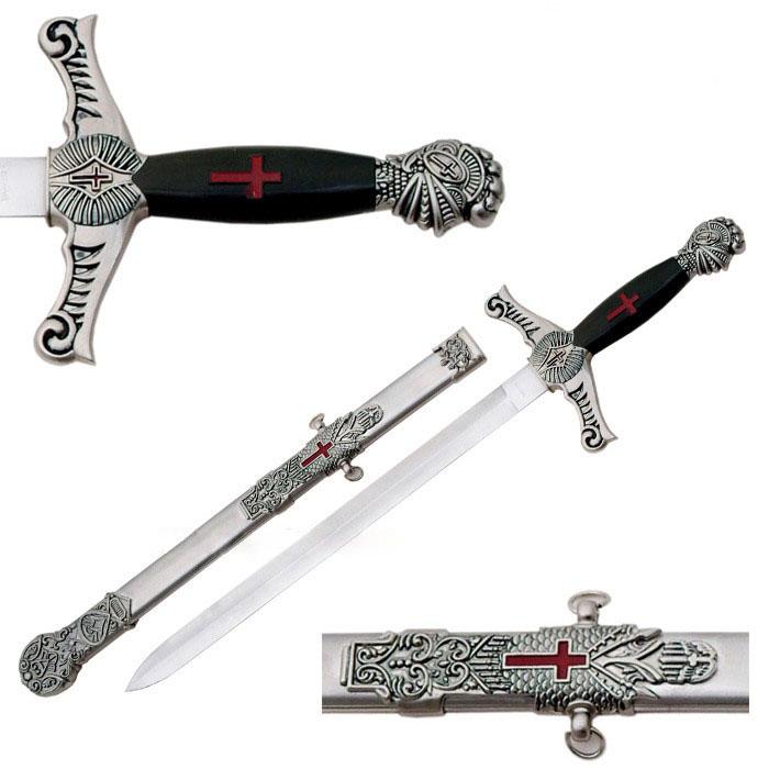 Knights Templar Commandery Sword - Knife Red Cross W/ Scabbard 22"