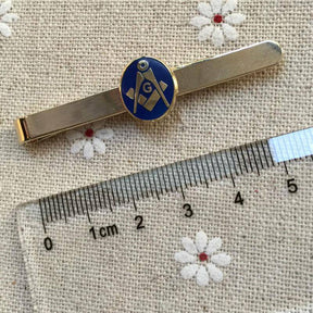 Master Mason Blue Lodge Tie Bar - Blue & Gold Round Symbol