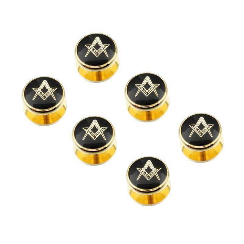 Master Mason Blue Lodge Tuxedo Stud - Black Enamel 6 Studs Set