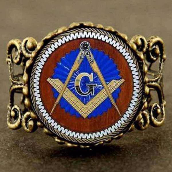 Master Mason Blue Lodge Ring - Compass and Square Resizable