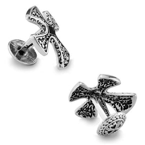 Knights Templar Commandery Cufflink - White Gold Electroplated Cross