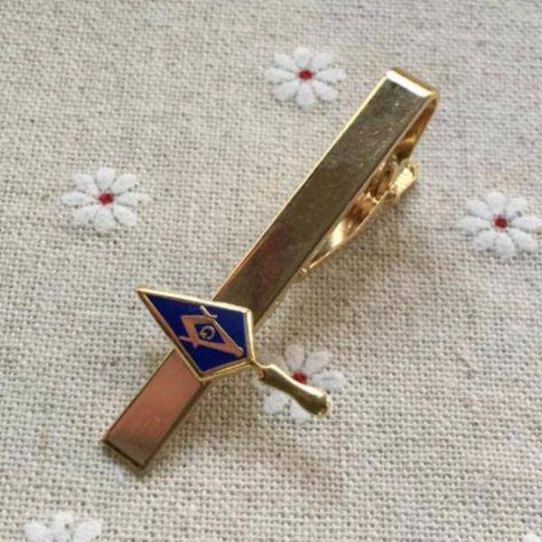 Master Mason Blue Lodge Tie Clip - Blue & Gold Trowel