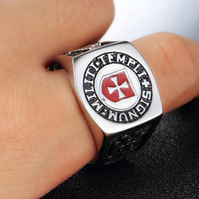 Knights Templar Commandery Ring - Stainless Steel Cross