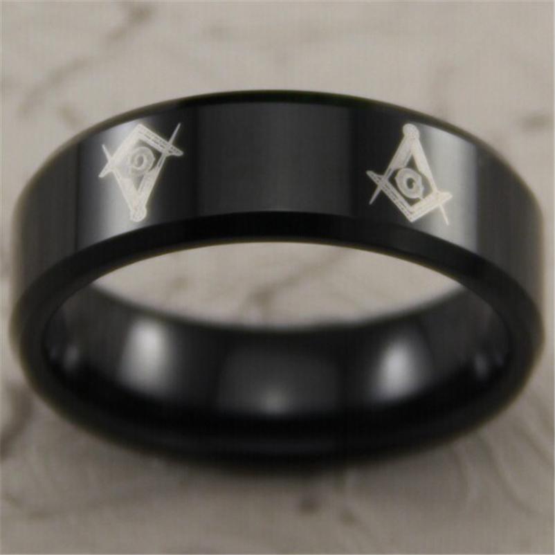 Master Mason Blue Lodge Ring - Reverse Comfort Fit Tungsten Personalizable