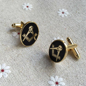 Master Mason Blue Lodge Cufflink - Oval & Gold