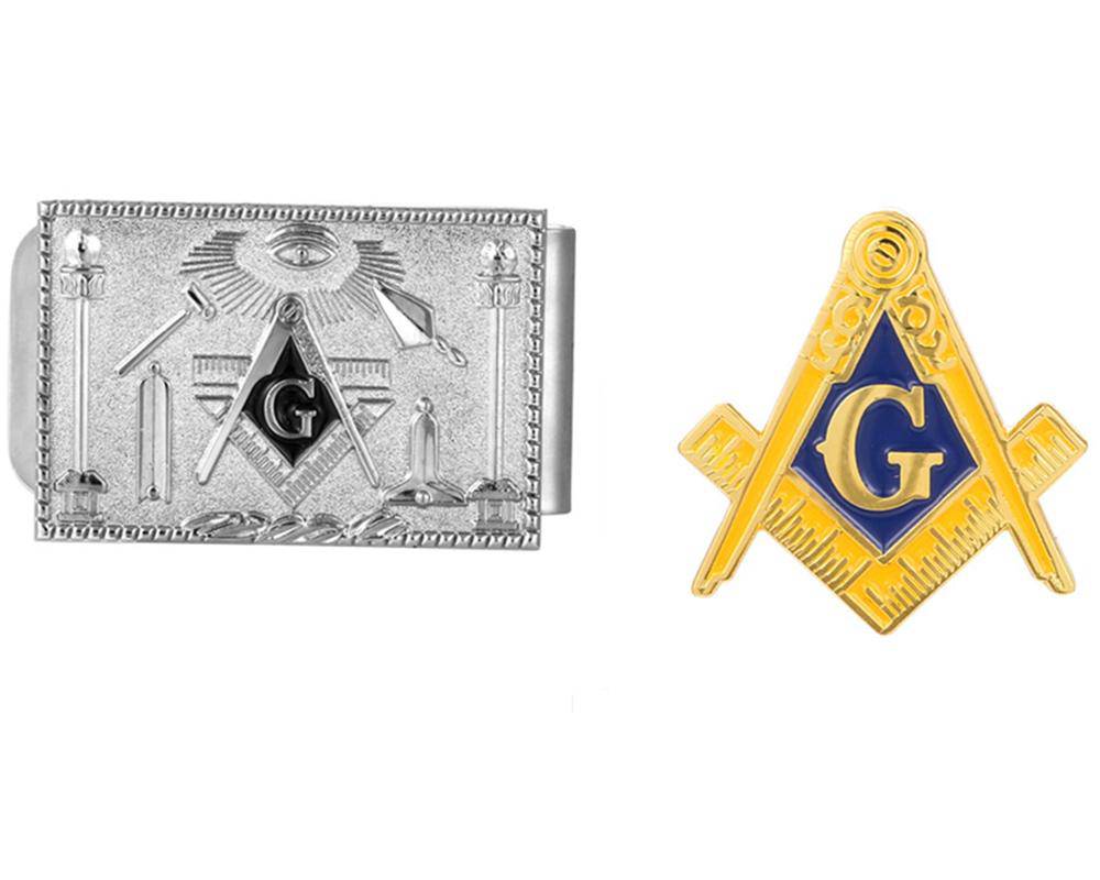 Master Mason Blue Lodge Money Clip - Gold & blue