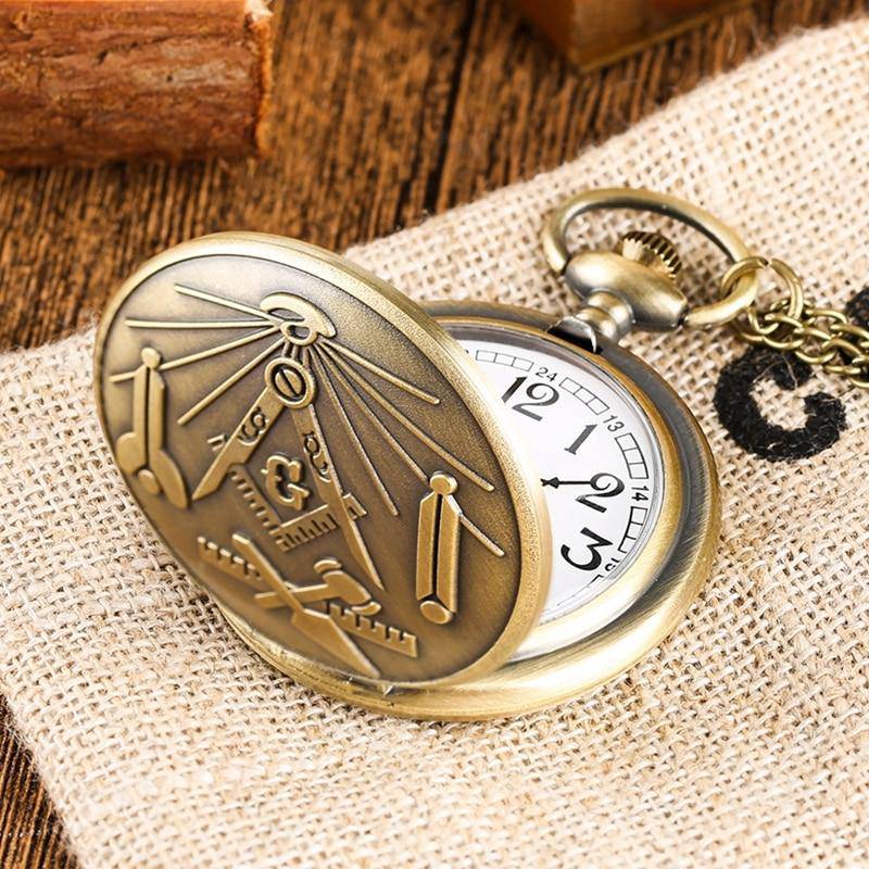 Master Mason Blue Lodge Pocket Watch - Bronze Tools