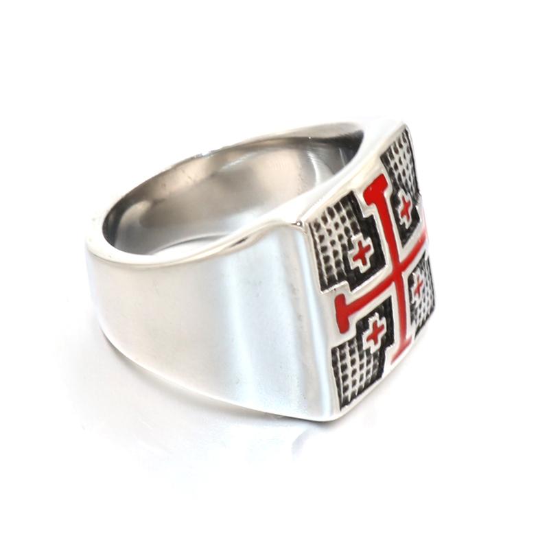 Knights Templar Commandery Ring - Jerusalem Cross (Gold/ White)