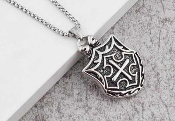 Knights Templar Commandery Necklace - Medieval Cross Shield