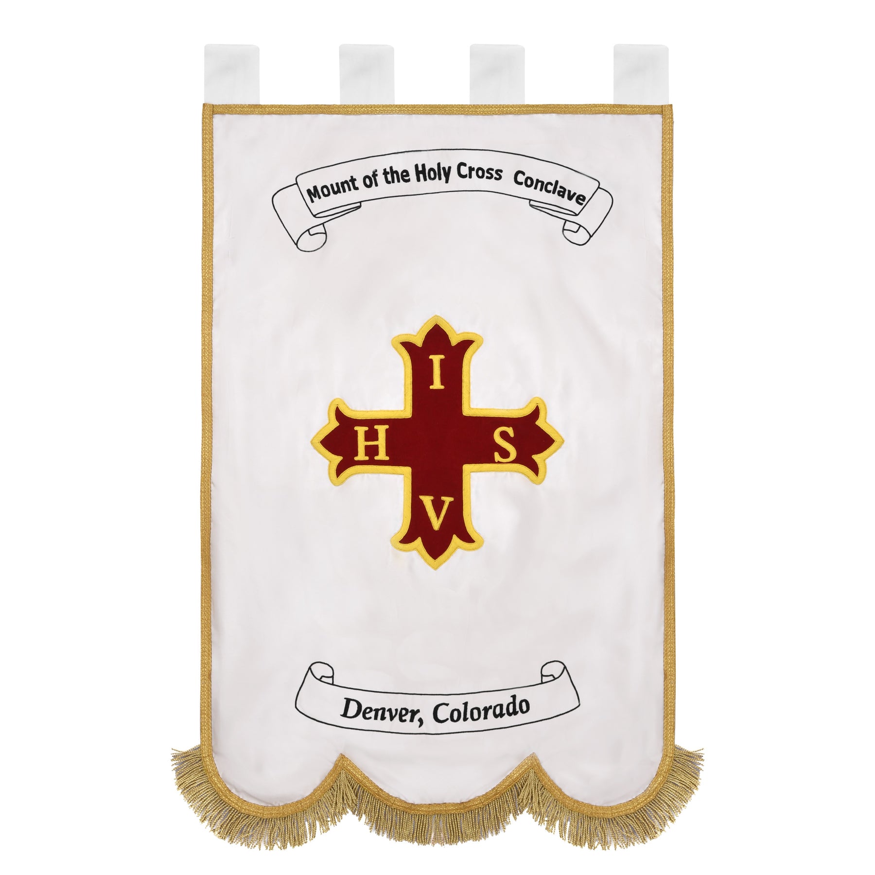 Red Cross of Constantine Banner - Handmade Embroidery Customizable - Bricks Masons
