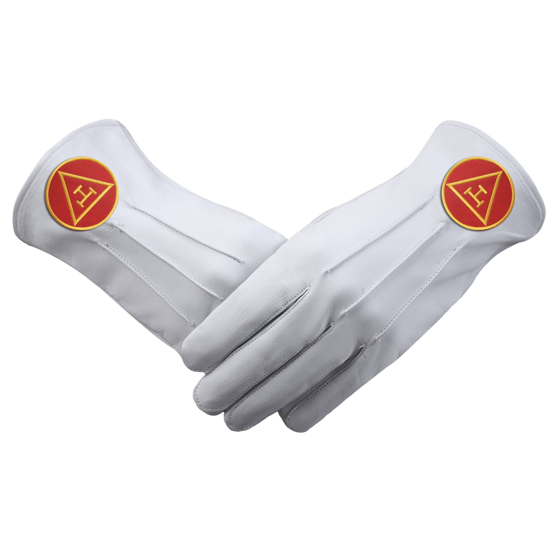 Royal Arch Chapter Glove - Leather With Red Triple Tau Emblem - Bricks Masons