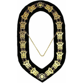 32nd Degree Scottish Rite Chain Collar - Wings Up Gold Plated on Black Velvet