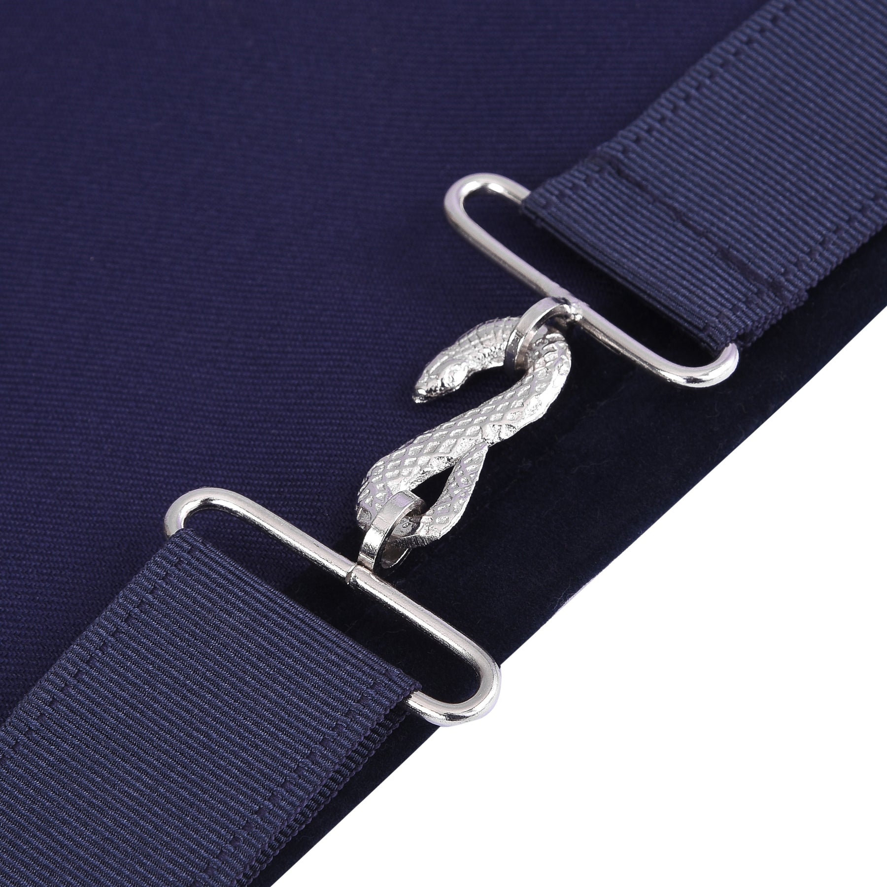 Senior Deacon Blue Lodge Officer Apron - Kenton Lodge Navy Velvet With Silver Embroidery Thread - Bricks Masons