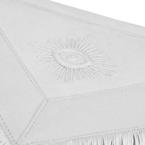 Senior Warden Blue Lodge Officer Apron - Hand Embroidery With White Fringe & Side Tabs - Bricks Masons