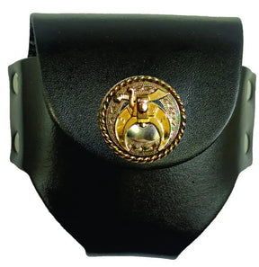 Shriners Snuff Can Holder - Genuine Leather with Snap Closure
