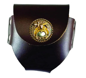 Shriners Snuff Can Holder - Genuine Leather with Snap Closure