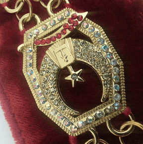 Shriners Chain Collar - Gold Plated with Rhinestones - Bricks Masons