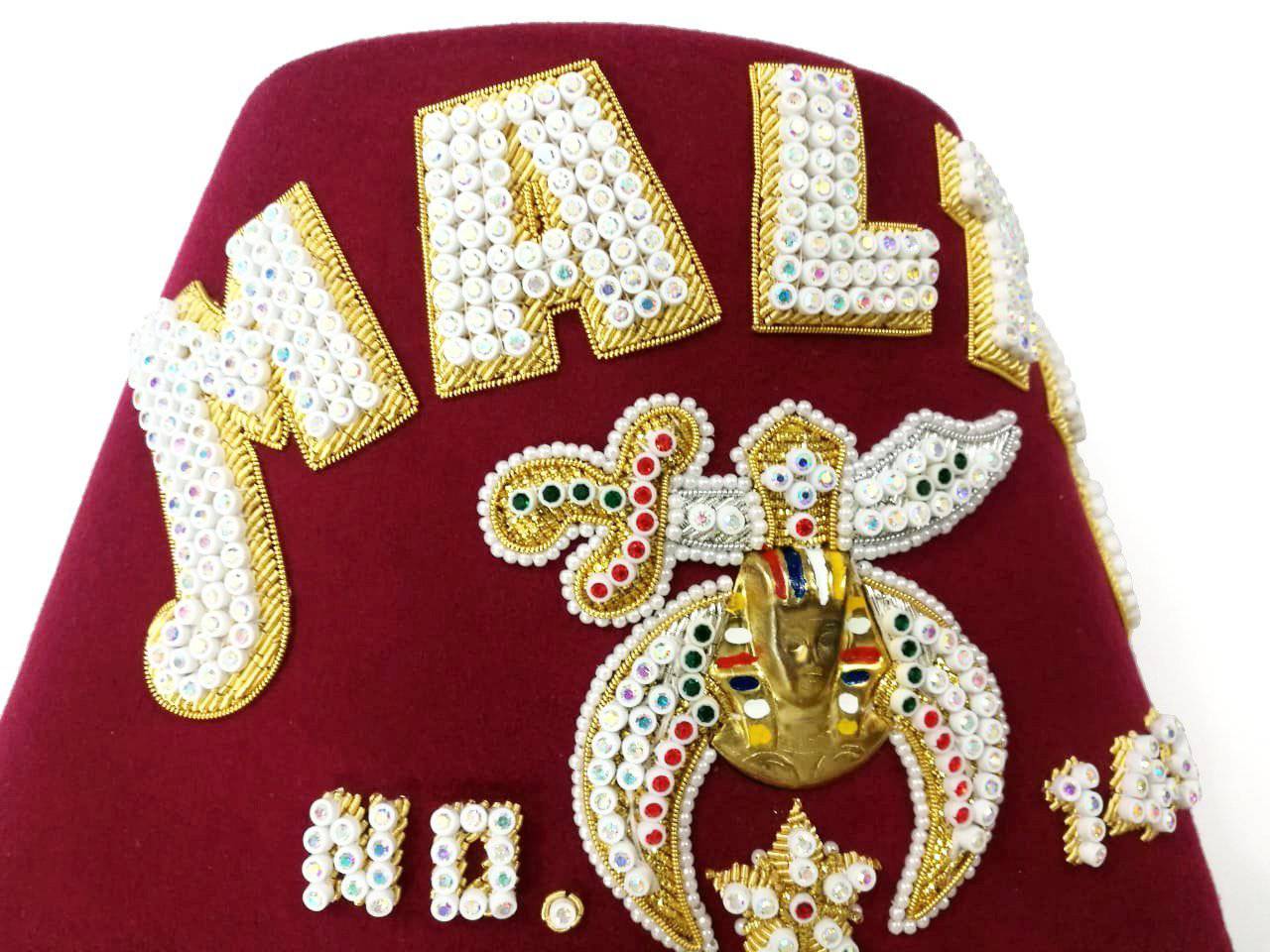 Shriners Fez Hat - Hand Embroidery - Bricks Masons
