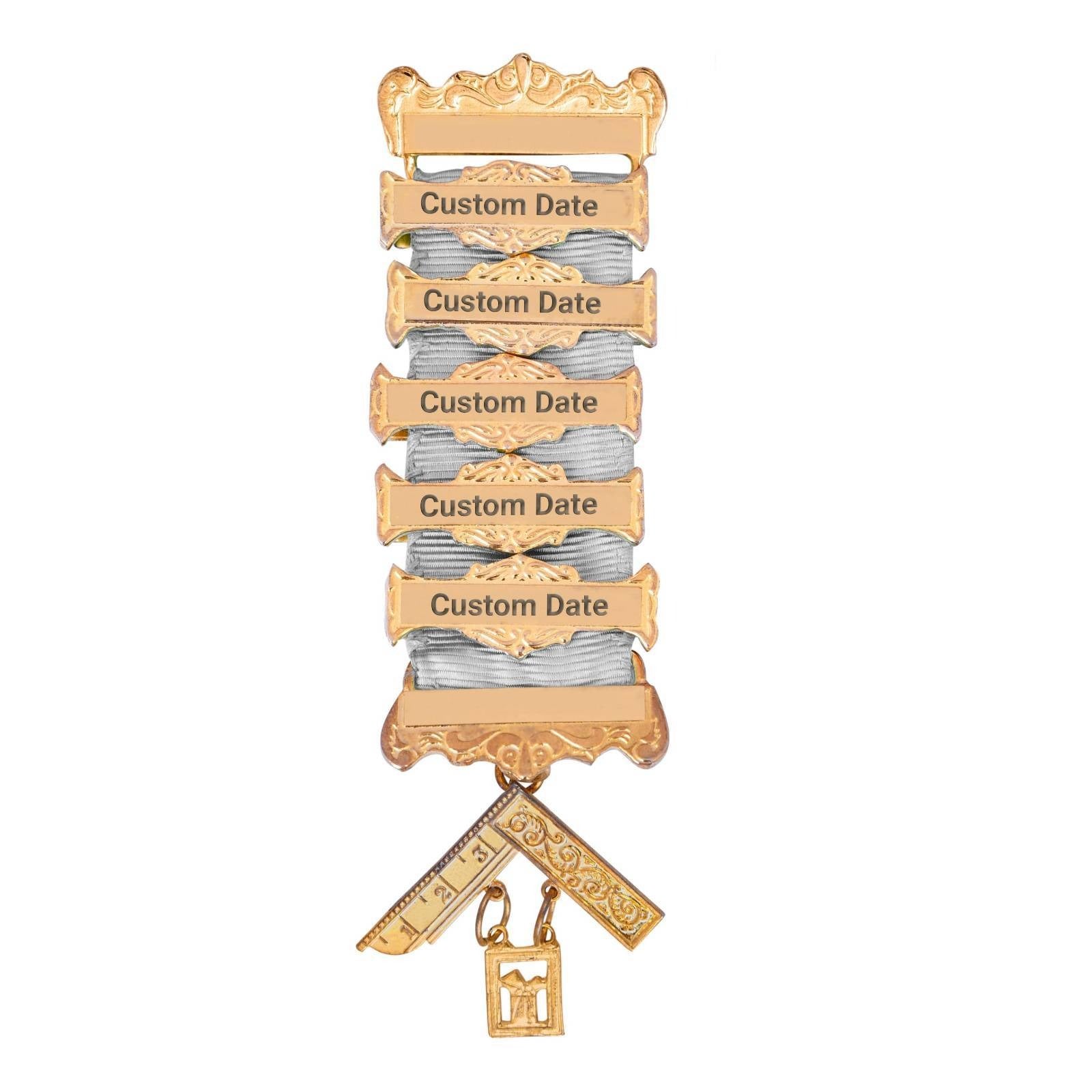 Past Master Craft English Regulation Breast Jewel - Gold Plated With Engravable Bars - Bricks Masons