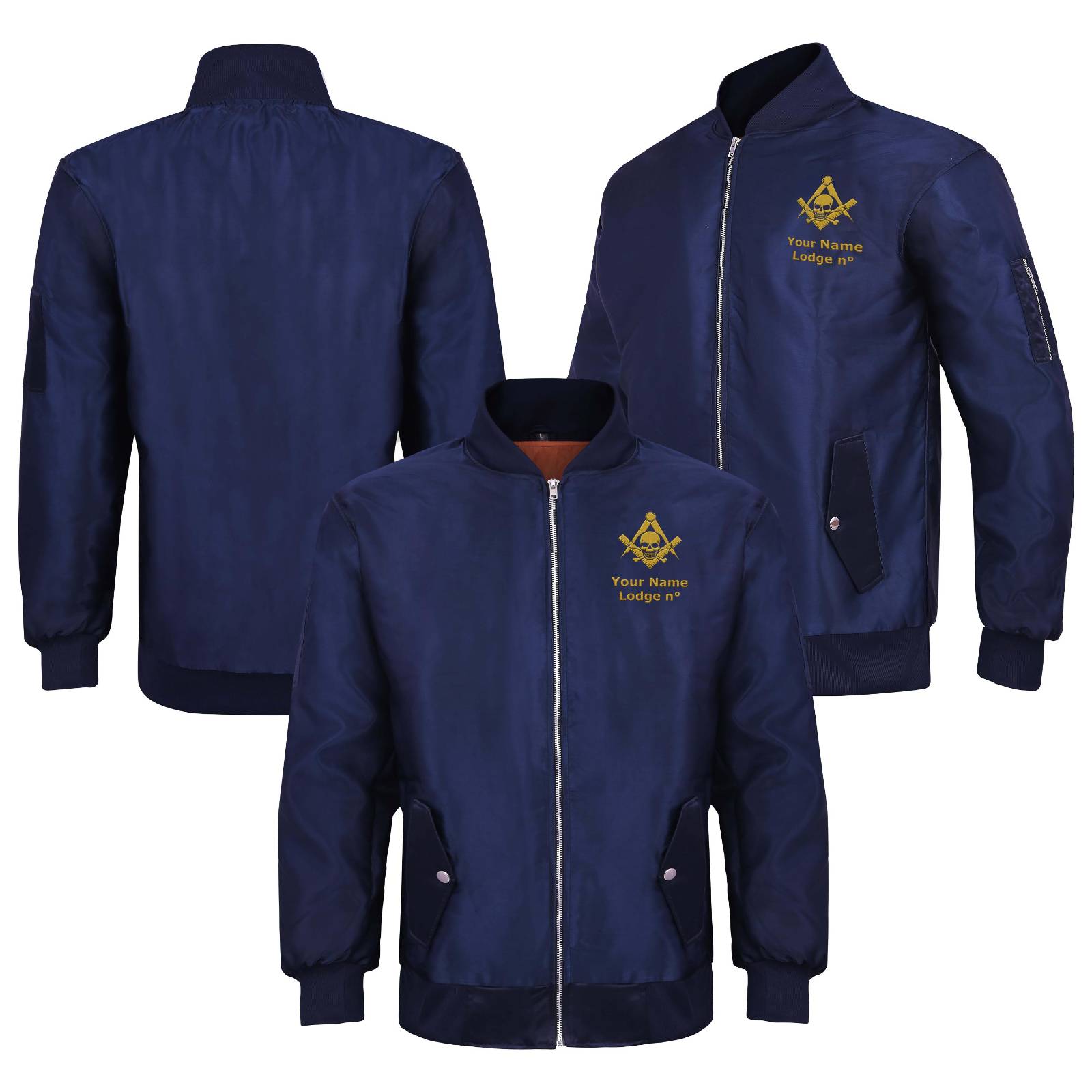 Widows Sons Jacket - Nylon Blue Color With Gold Embroidery - Bricks Masons