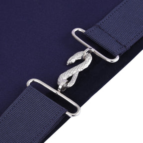 Treasurer Blue Lodge Officer Apron -  Navy Velvet With Silver Embroidery Thread - Bricks Masons