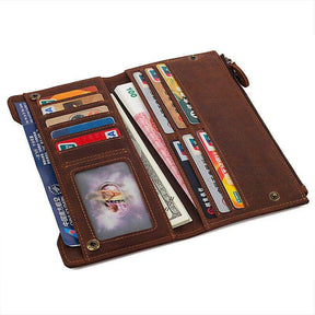 Widows Sons Wallet - Genuine Leather & Credit Card Holder Zipper Brown - Bricks Masons