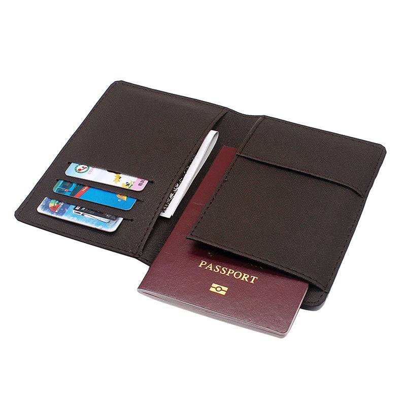 Widows Sons Wallet - Skull and Bones PU Leather Passport & Credit Card Holder (Black/Brown) - Bricks Masons