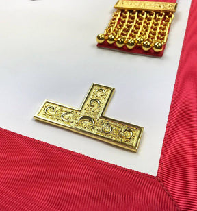 Worshipful Master Scottish Rite Apron - White & Red Moire - Bricks Masons