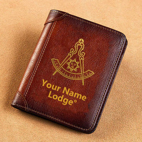 Past Master Blue Lodge California Regulation Wallet - Brown Leather - Bricks Masons