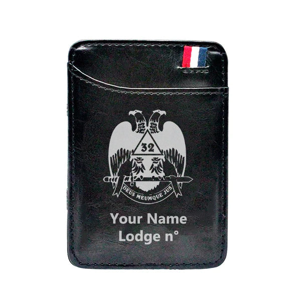 32nd Degree Scottish Rite Wallet - Wings Down Black & Brown - Bricks Masons