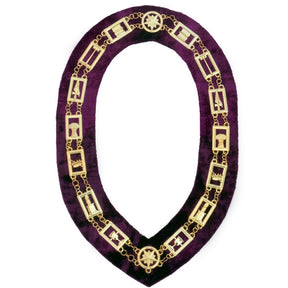 OES Chain Collar - Gold Plated on Purple Velvet - Bricks Masons