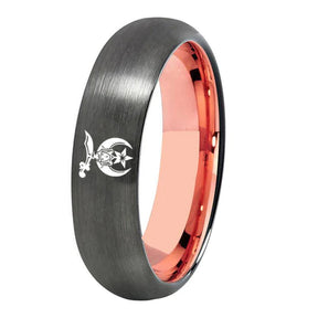 Shriners Ring - Gunmetal With Rose Gold Tungsten - Bricks Masons