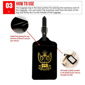 33rd Degree Scottish Rite Luggage Tag - Wings Up Black Leather - Bricks Masons