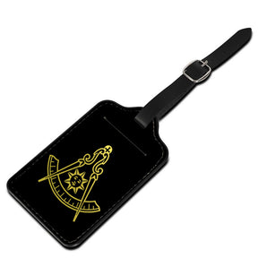 Grand Master Blue Lodge Luggage Tag - Black Leather - Bricks Masons