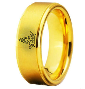 Past Master Blue Lodge California Regulation Ring - Gold Tungsten - Bricks Masons