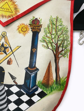 The Two Pillars of Jachin and Boaz Hand-Painted Masonic Lambskin Apron - Bricks Masons