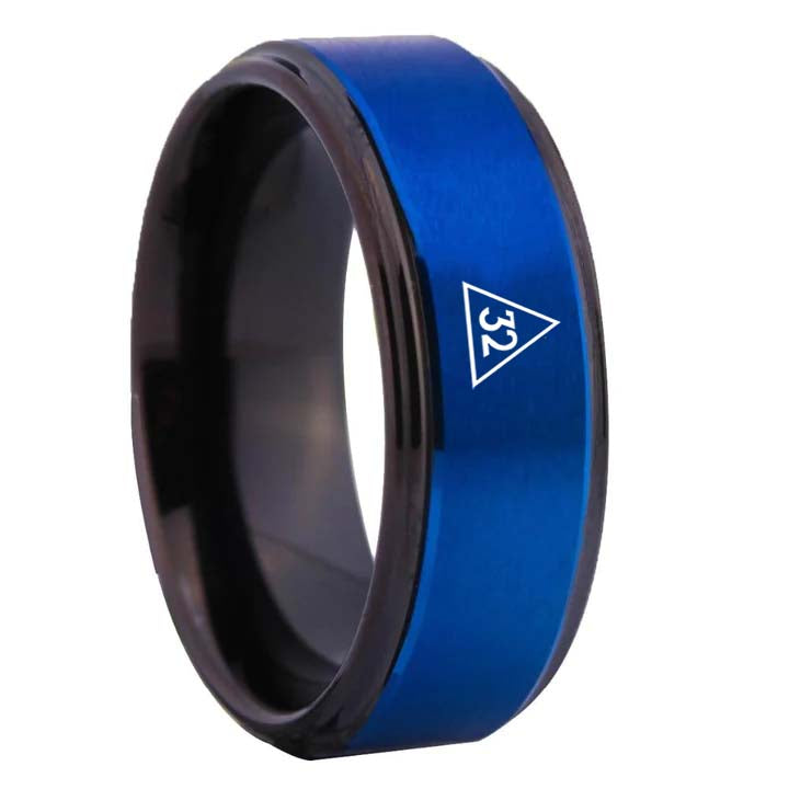 32nd Degree Scottish Rite Ring - Blue Tungsten - Bricks Masons